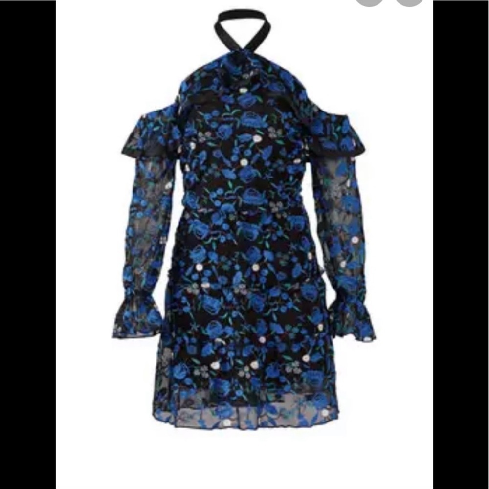 Alexia admor royal floral long drop sleeve halter mini dress
